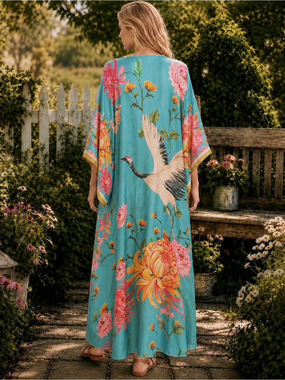 Aratta The Legend Of The Crane Maxi Kimono – 100%. MSRP $215
